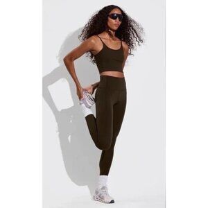 Left On Friday Cold Brew Brown Super Moves Athletic Tight Leggings Womens Small